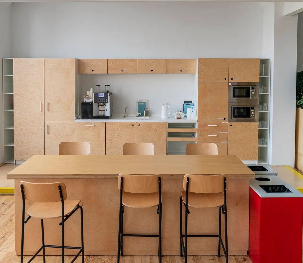 Prefinished plywood kitchen in interior