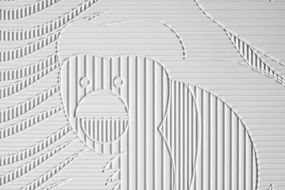 MDF wall panels Selva white - monkey head close-up