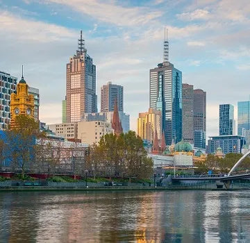 Yarra river and CBD view with skyscrapers from Southbank by Melbourne Plywood Supplier Ply Online